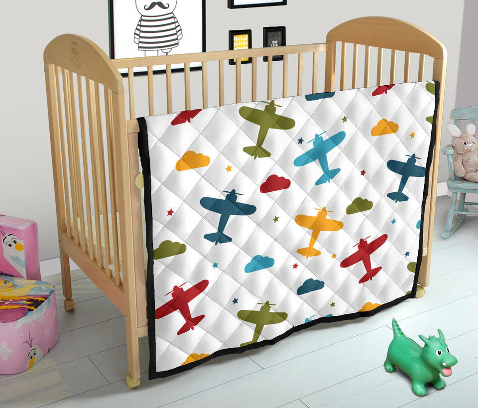 Airplane Star Cloud Colorful Premium Quilt