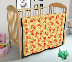 Goldfish Pattern Print Design 02 Premium Quilt