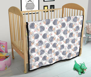 Hedgehog Pattern Print Design 04 Premium Quilt