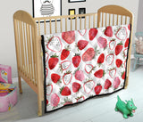 Watercolor Hand Drawn Beautiful Strawberry Pattern Premium Quilt
