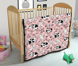 Cows Milk Product Pink Background Premium Quilt