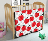 Red Apples White Background Premium Quilt