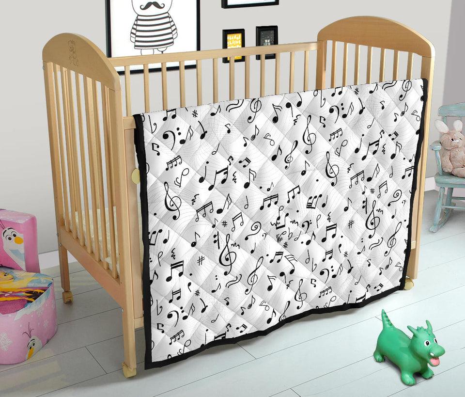 Music Notes Pattern Print Design 04 Premium Quilt