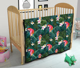 Parrot Palm Tree Leaves Flower Hibiscus Pattern Premium Quilt