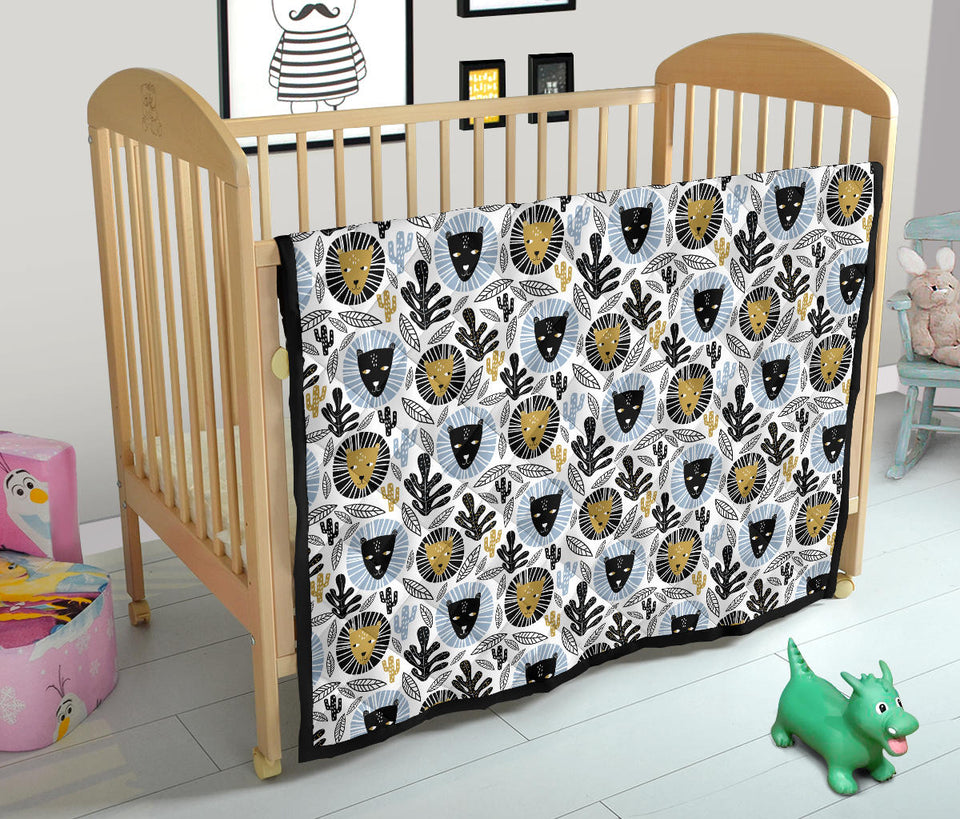 Lion Pattern Print Design 05 Premium Quilt