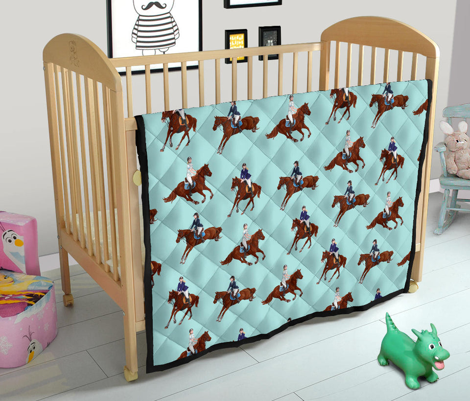 Horses Running Horses Rider Pattern Premium Quilt