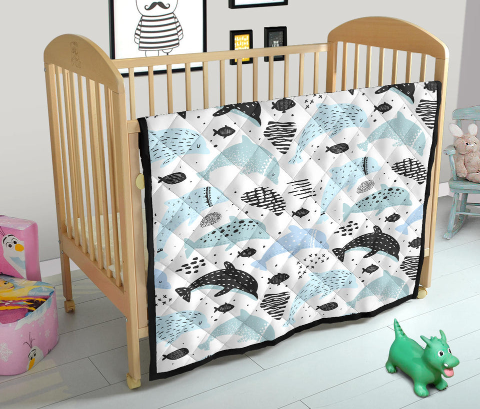 Cute Dolphins Childish Style Pattern Premium Quilt