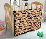 Dachshund Floral Background Premium Quilt