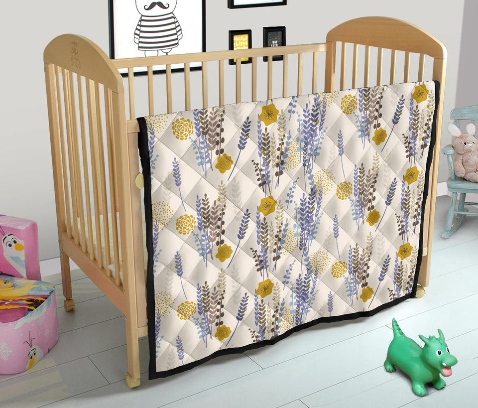 Lavender Modern Pattern Blackground Premium Quilt