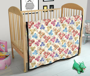 Teddy Bear Pattern Print Design 05 Premium Quilt