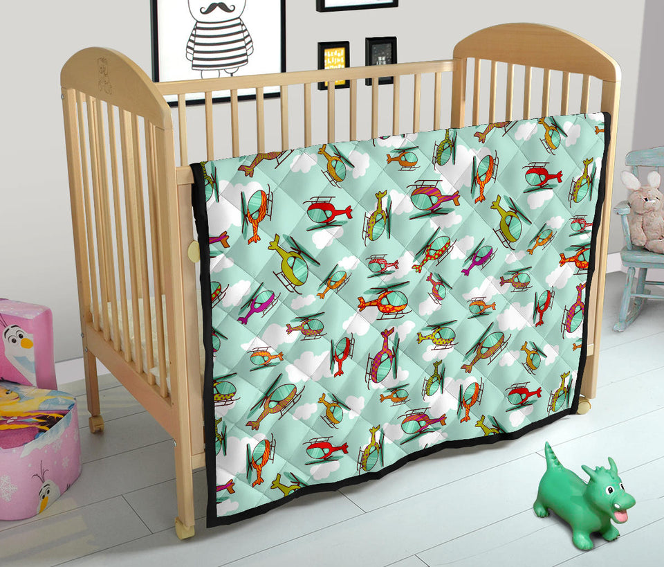Helicopter Design Pattern Premium Quilt
