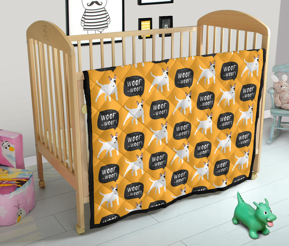Bull Terrier Pattern Print Design 03 Premium Quilt