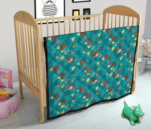 Hedgehog Pattern Print Design 01 Premium Quilt