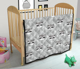 Cute Raccoons Leaves Dot Premium Quilt