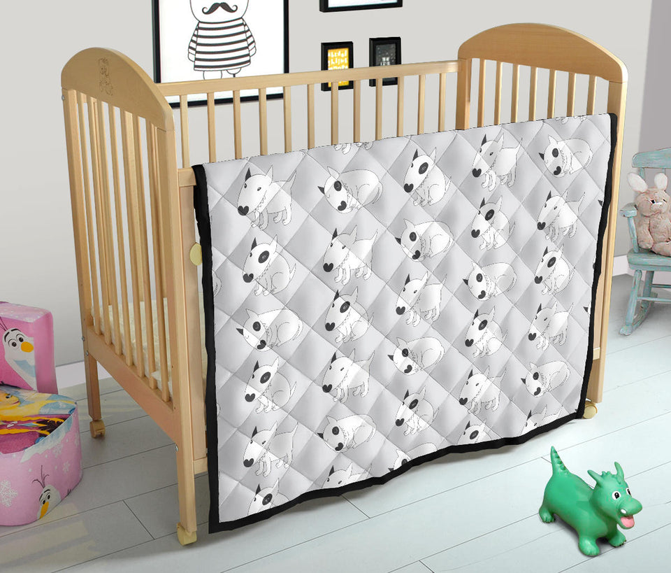 Bull Terrier Pattern Print Design 01 Premium Quilt