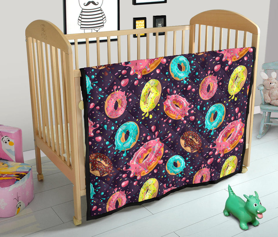 Colorful Donut Glaze Pattern Premium Quilt