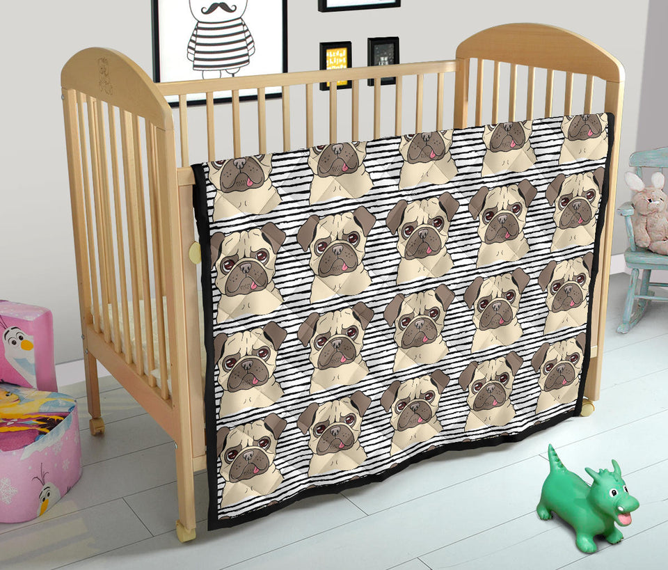 Happy Pug Pattern Premium Quilt
