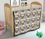 Happy Pug Pattern Premium Quilt