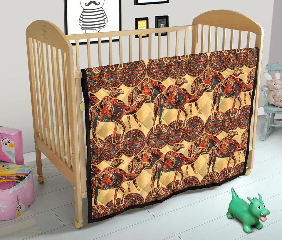 Camel Polynesian Tribal Design Pattern Premium Quilt