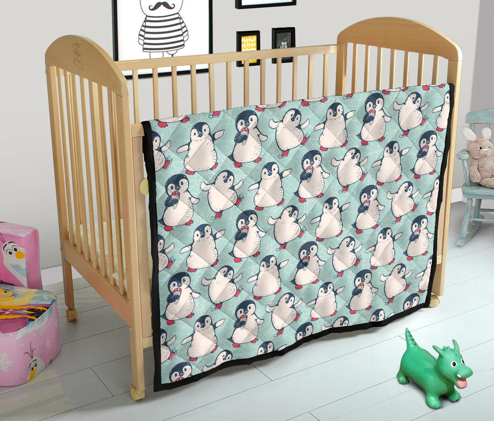 Cute Penguin Pattern Premium Quilt