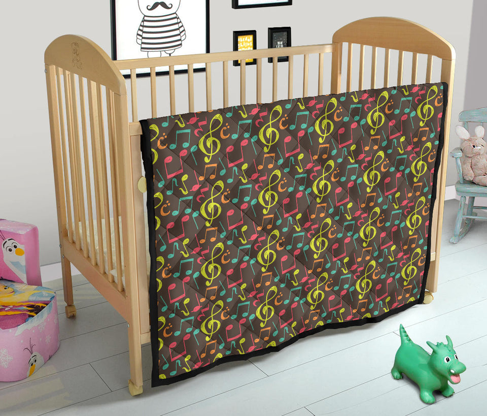 Music Notes Pattern Print Design 05 Premium Quilt