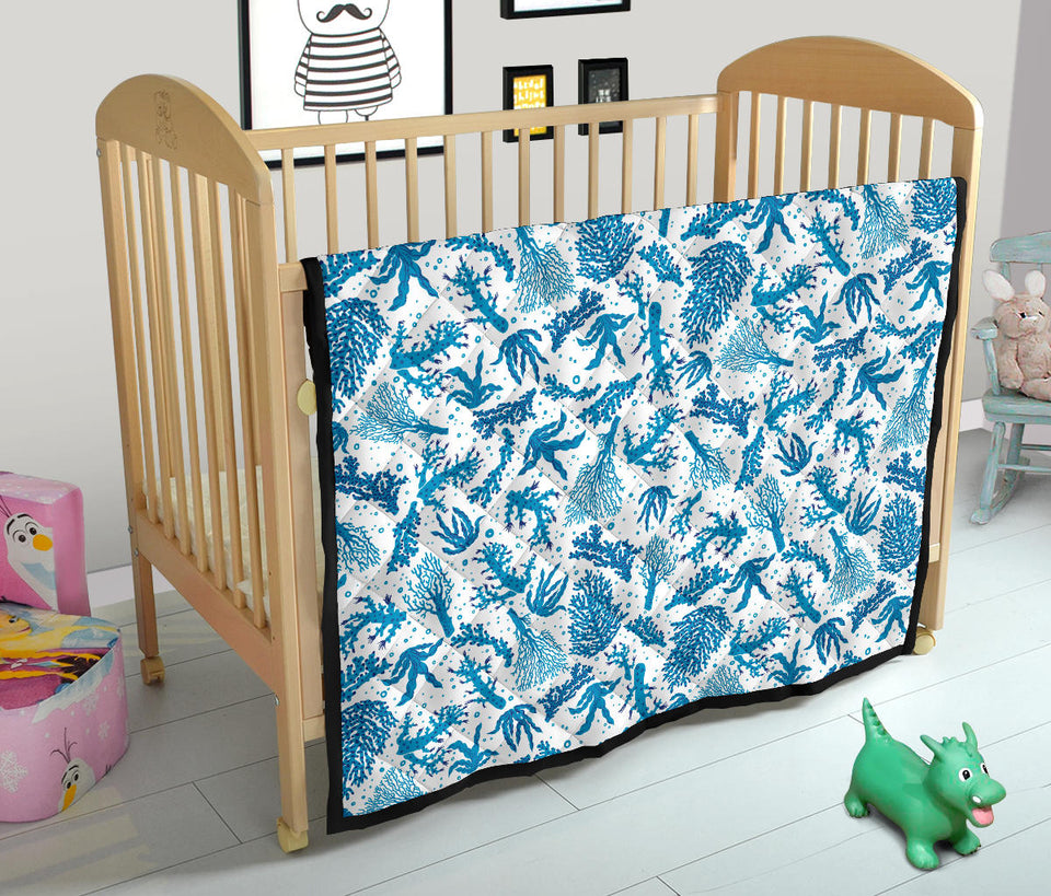 Coral Reef Pattern Print Design 01 Premium Quilt