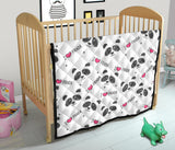 Hand Drawn Faces Of Pandas Pattern Premium Quilt