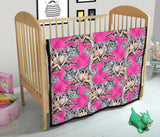 Chameleon Lizard Pattern Pink Background Premium Quilt