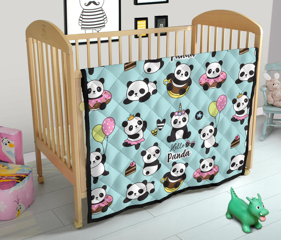 Cute Baby Panda Pattern Premium Quilt