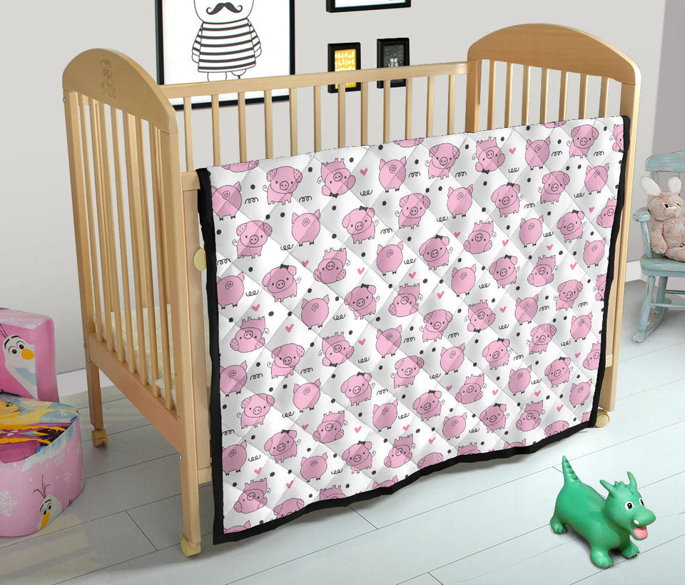 Pig Pattern Print Design 03 Premium Quilt