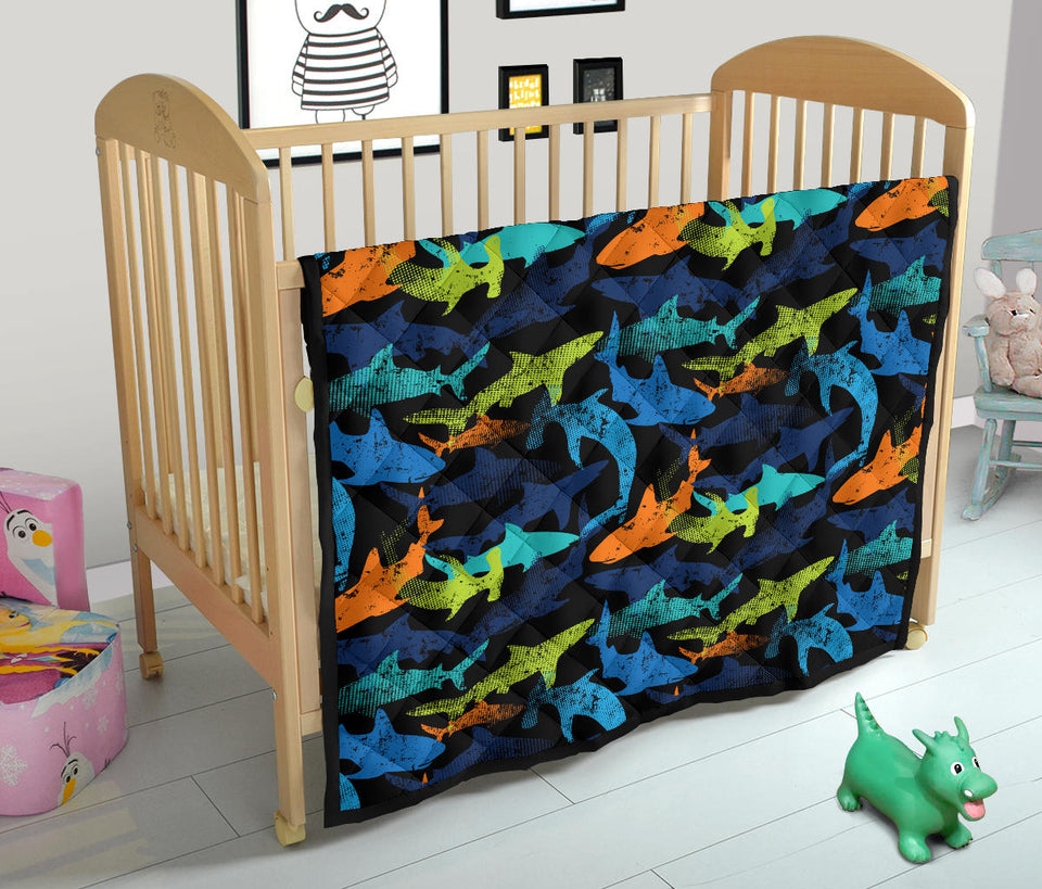 Colorful Shark Premium Quilt