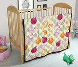 Onion Garlic White Red Pattern Premium Quilt