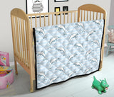 Dolphin Blue Striped Background Premium Quilt