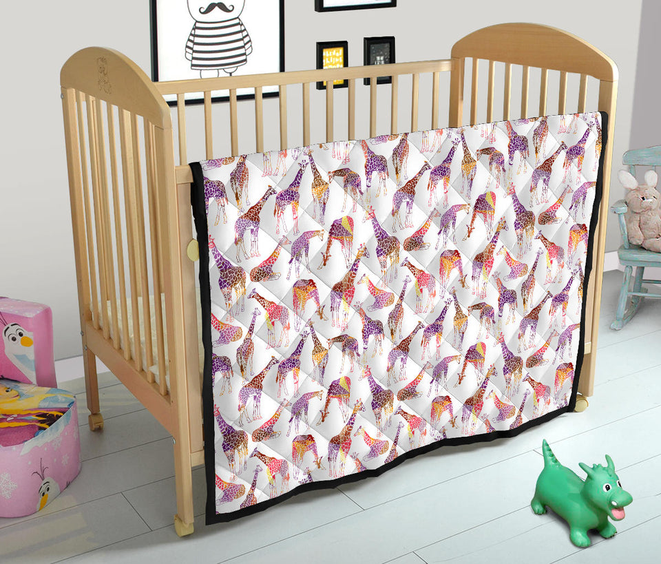Giraffe Pattern Print Design 02 Premium Quilt