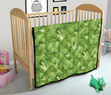 Broccoli Pattern Green Background Premium Quilt