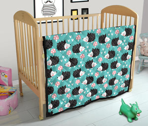 Hedgehog Pattern Print Design 03 Premium Quilt