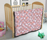 Coral White Heart Pattern Premium Quilt