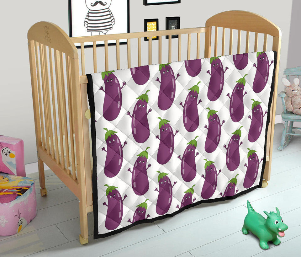 Eggplant Pattern Print Design 01 Premium Quilt