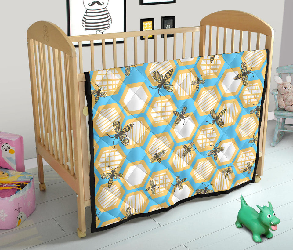 Bee Honeycomb Pattern Premium Quilt