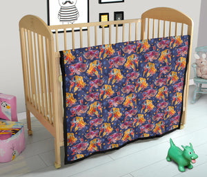 Goldfish Pattern Print Design 05 Premium Quilt