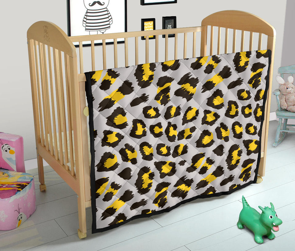 Gray Leopard Print Pattern Premium Quilt