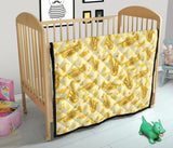 Saxophone Cornet Pattern Yellow Background Premium Quilt