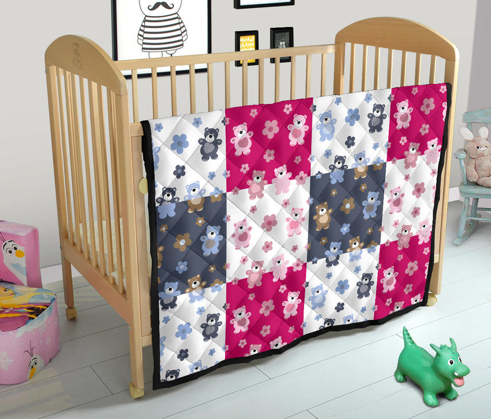Teddy Bear Pattern Print Design 03 Premium Quilt