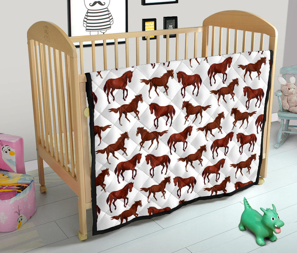 Horses Running Pattern Background Premium Quilt