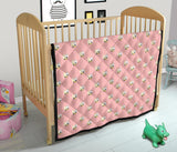 Cute Hamster Cheese Pattern Pink Background Premium Quilt
