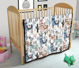 Lama Alpaca Cactus Hand Drawn Pattern Premium Quilt