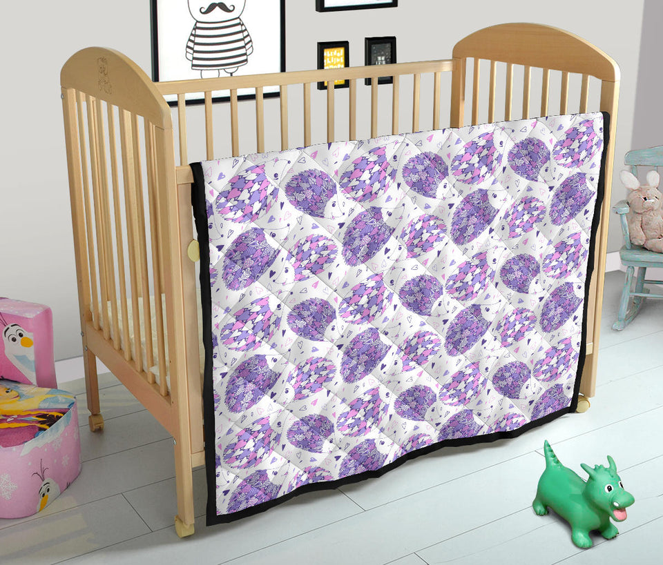 Hedgehog Pattern Print Design 05 Premium Quilt