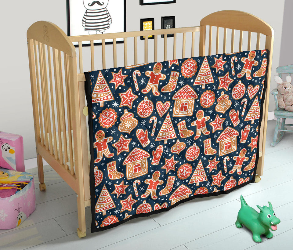 Christmas Gingerbread Cookie Pattern Premium Quilt