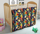 Colorful Parrot Flower Pattern Premium Quilt