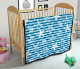 Starfish Blue Blackground Premium Quilt